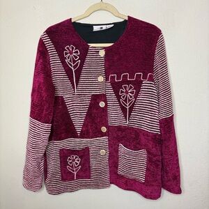 Vintage Nouveau Monde Chenille Lined Novelty Jacket Size Medium